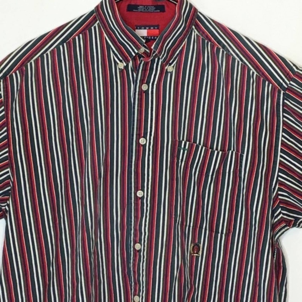Vintage Tommy Hilfiger Vertical Stripe Shirt Mn140 - Picture 2 of 6